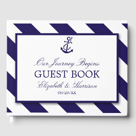 Nautical Rand & Navy Blue Anchor Bröllop Gästböcker