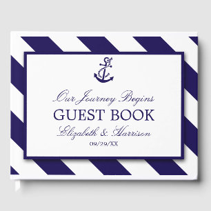 Nautical Rand & Navy Blue Anchor Bröllop Gästböcker