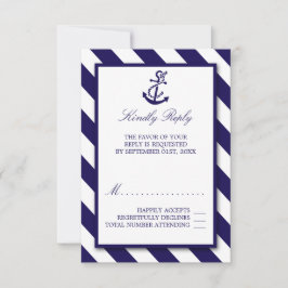 Nautical Rand & Navy Blue Anchor Bröllop OSA Kort
