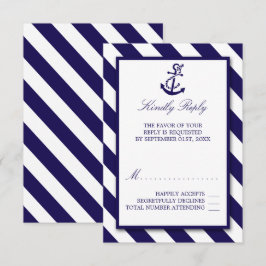Nautical Rand & Navy Blue Anchor Bröllop OSA Kort