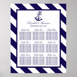 Nautical Rand & Navy Blue Anchor Bröllop Poster