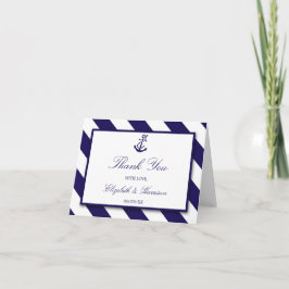 Nautical Rand & Navy Blue Anchor Bröllop Tack Kort