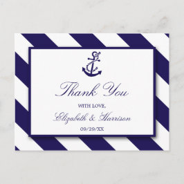 Nautical Rand & Navy Blue Anchor Bröllop Vykort