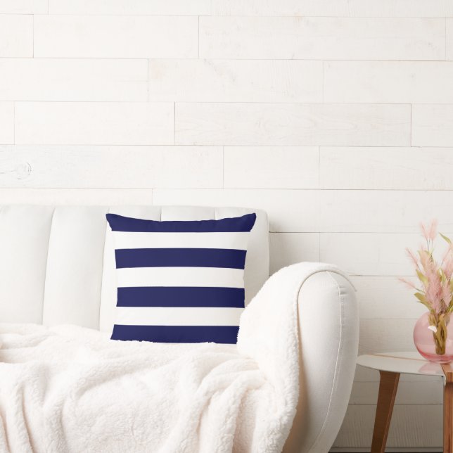 Nautical Rand Navy Blue and White Kudde (Soffa)