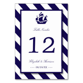 Nautical Rand & Navy Blue Frakt Bröllop Bordsnummer