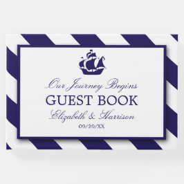 Nautical Rand & Navy Blue Frakt Bröllop Gästböcker