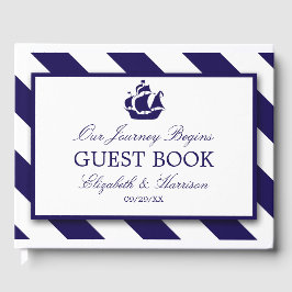 Nautical Rand & Navy Blue Frakt Bröllop Gästböcker