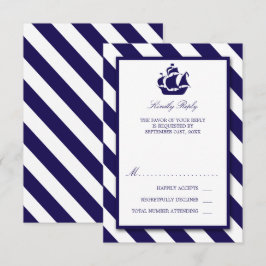 Nautical Rand & Navy Blue Frakt Bröllop OSA Kort