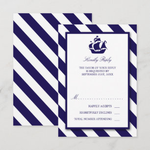 Nautical Rand & Navy Blue Frakt Bröllop OSA Kort