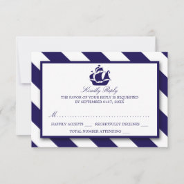 Nautical Rand & Navy Blue Frakt Bröllop OSA Kort