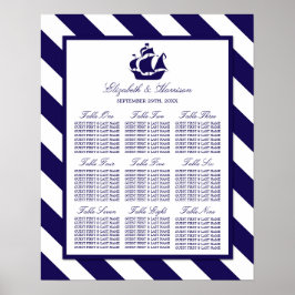 Nautical Rand & Navy Blue Frakt Bröllop Poster