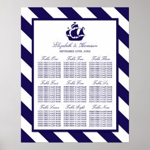 Nautical Rand & Navy Blue Frakt Bröllop Poster