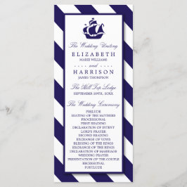 Nautical Rand & Navy Blue Frakt Bröllop Program