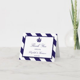 Nautical Rand & Navy Blue Frakt Bröllop Tack Kort