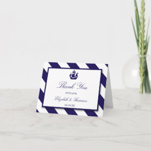 Nautical Rand & Navy Blue Frakt Bröllop Tack Kort