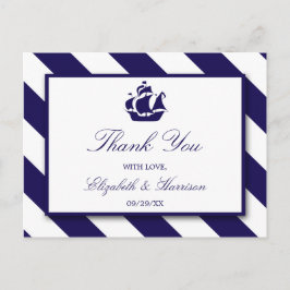 Nautical Rand & Navy Blue Frakt Bröllop Vykort