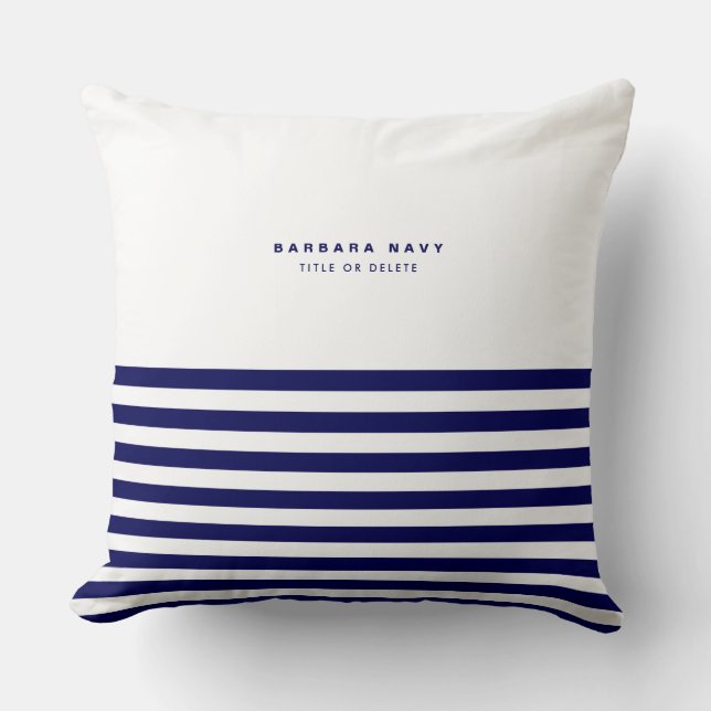 Nautical Rand Navy Blue Trendig Snyggt 8 Ränder Kudde (Framsida)