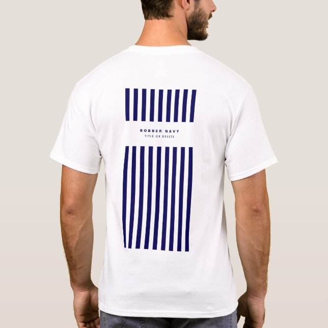 Nautical Rand Navy Blue Trendig Snyggt 9 Ränder T Shirt (Baksida)