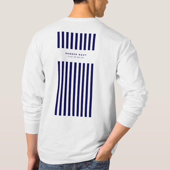 Nautical Rand Navy Blue Trendig Snyggt 9 Ränder T Shirt (Baksida)