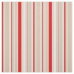 Nautical Rand Red White Grått Beige Mönster Tyg