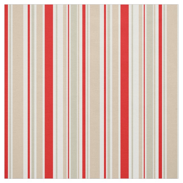 Nautical Rand Red White Grått Beige Mönster Tyg (Provkarta)