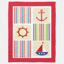 Nautical Rand Sherpa Fleece Blanket med Anchor