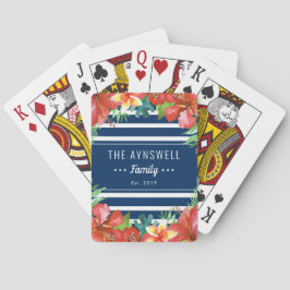 Nautical Rand Tropical Blommigt Family Casinokort