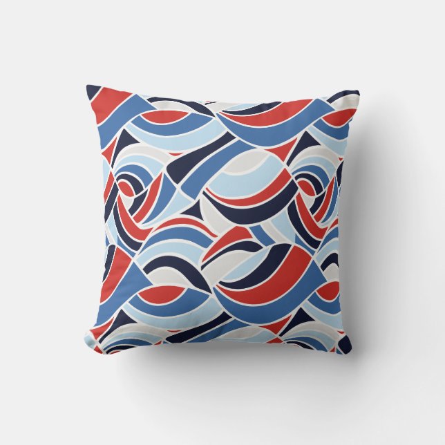 Nautical Red and Blue Abstract Design Dekorativ ku Kudde (Framsida)