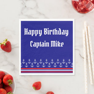Nautical Red and Blue Boat Kapten Birthday Pappersservett