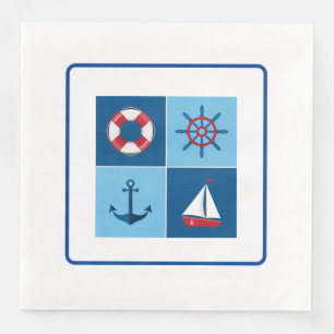 Nautical Red and Blue Pappersservett