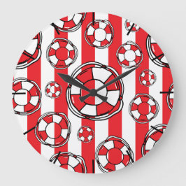 Nautical Red and White Rand Life Bälte Preserver Stor Klocka