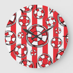 Nautical Red and White Rand Life Bälte Preserver Stor Klocka
