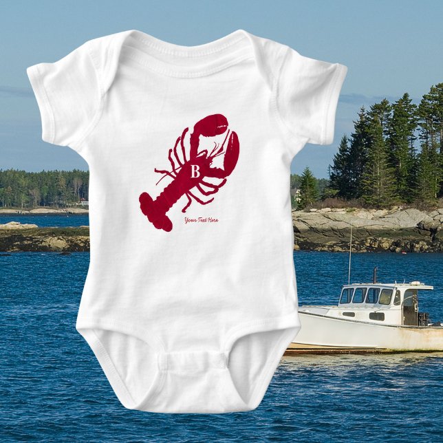 Nautical Red Lobster Personlig Monogram Tee Shirt (Skapare uppladdad)