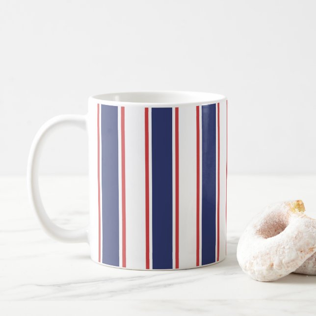 Nautical Red & Navy Blue Rand Kaffemugg (Med munk)