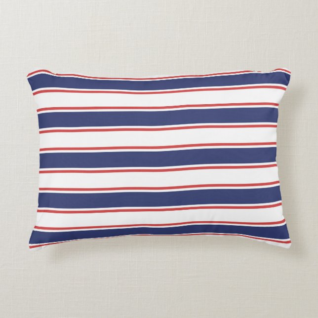 Nautical Red & Navy Blue Rand Prydnadskudde (Framsidan)