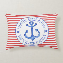 Nautical Red Rand, Personlig Lumbar Pillow Prydnadskudde