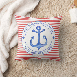 Nautical Red Stripe - Family Beach House Kudde