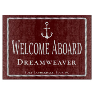 Nautical Red Welcome Aboard Boat Namn