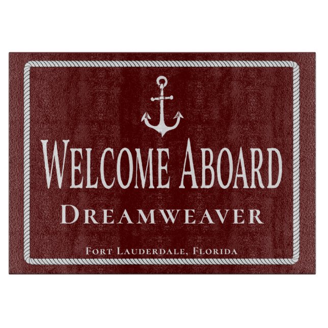 Nautical Red Welcome Aboard Boat Namn (Framsidan)