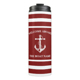 Nautical Red Welcome Aboard Boat Namn Anchor
