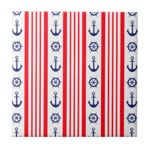 Nautical Red White & Blue Kakelplatta