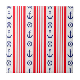 Nautical Red White & Blue Kakelplatta