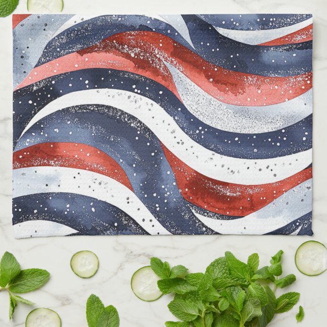 Nautical Red White Blue   Kökshandduk (Vikta)