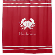 Nautical Red White Crab Monogram Namn