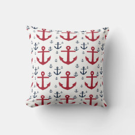 Nautical Red White och Blue Anchors Kudde