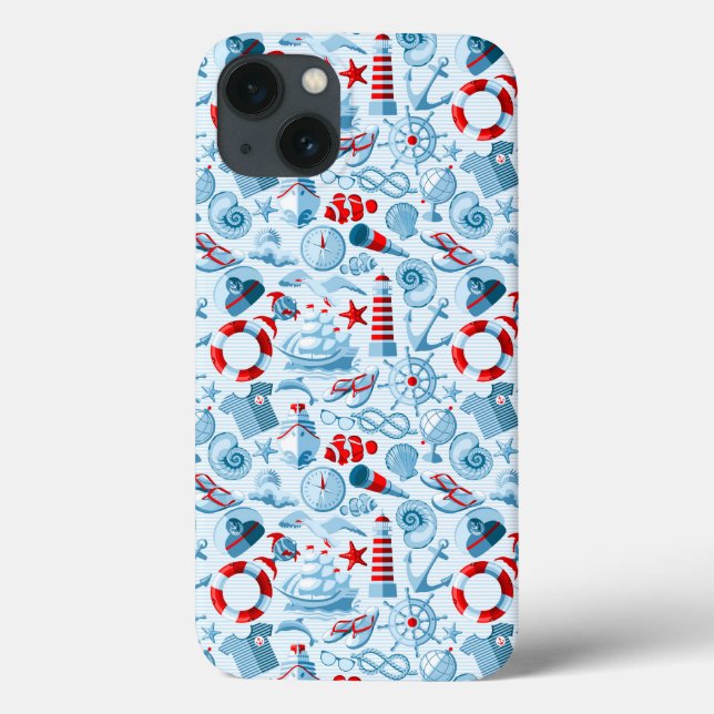 Nautical Red White och Blue Mönster (Baksida)