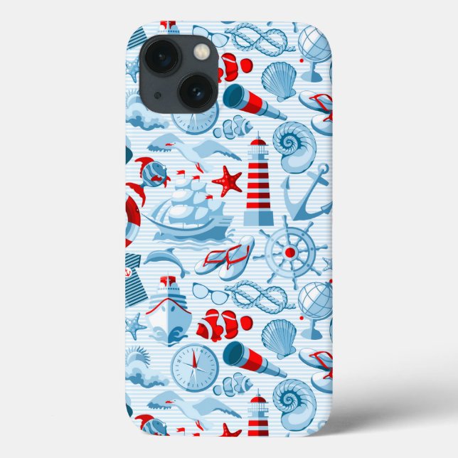Nautical Red White och Blue Mönster (Baksida)