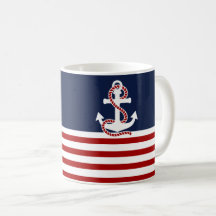 Nautical Red White Rand och White Anchor