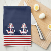 Nautical Red White Rand och White Anchor