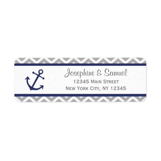 Nautical Returetiketter Chevron Blue Returadress Etikett (Framsidan)